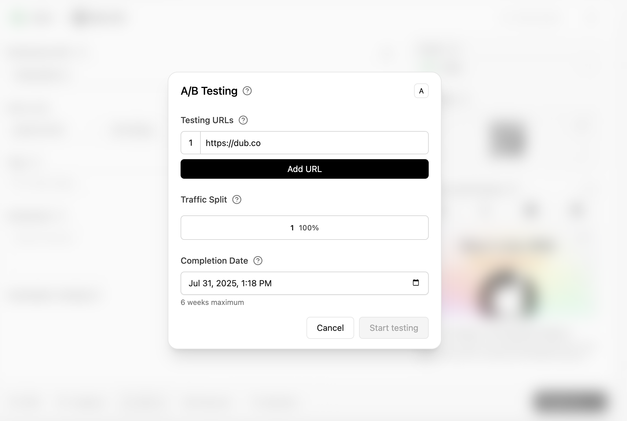 A/B test builder