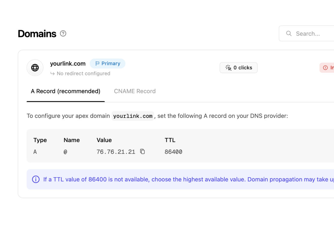 Setting up DNS records for your domains on Dub