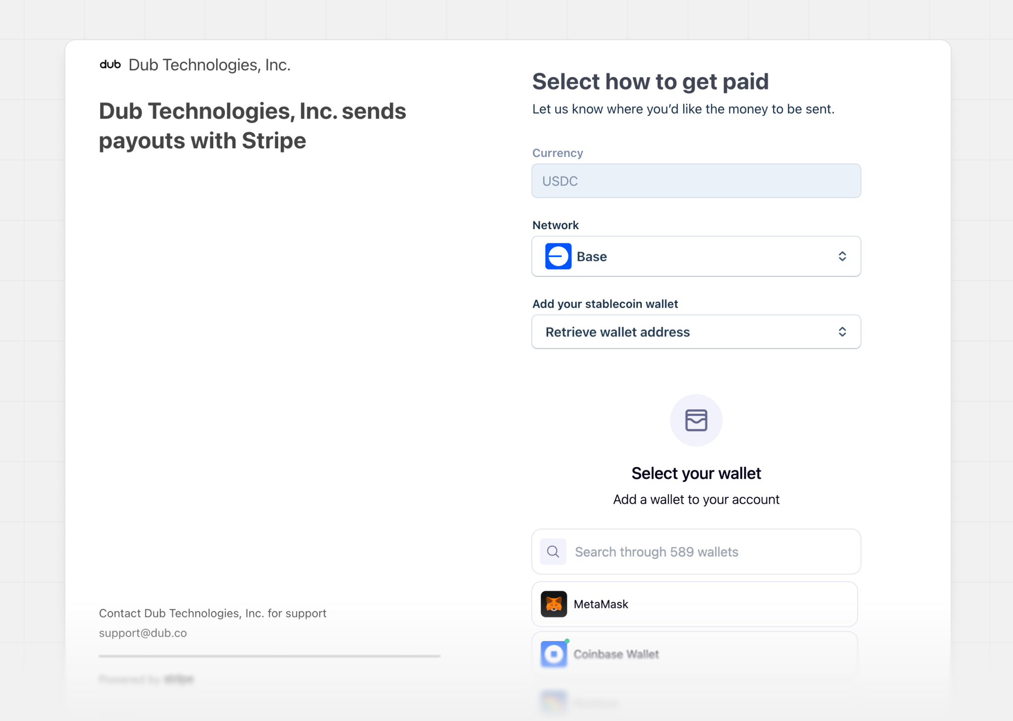 Connect stablecoin wallet step 2