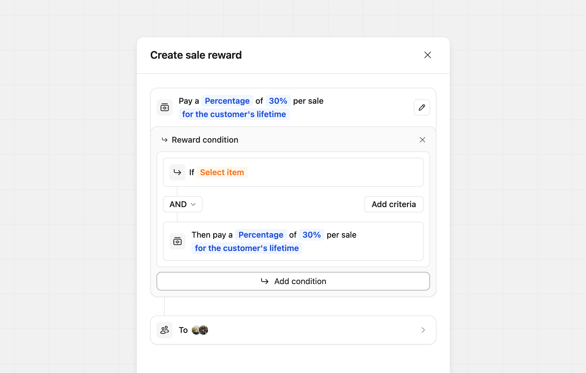 Initial create sale reward state