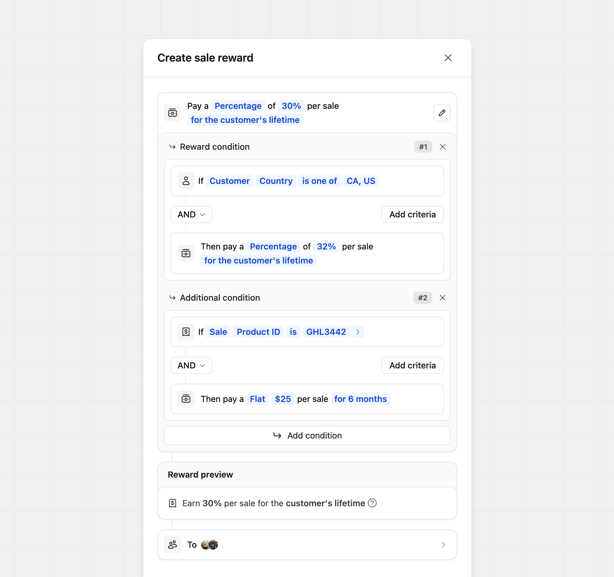 Initial create sale reward state