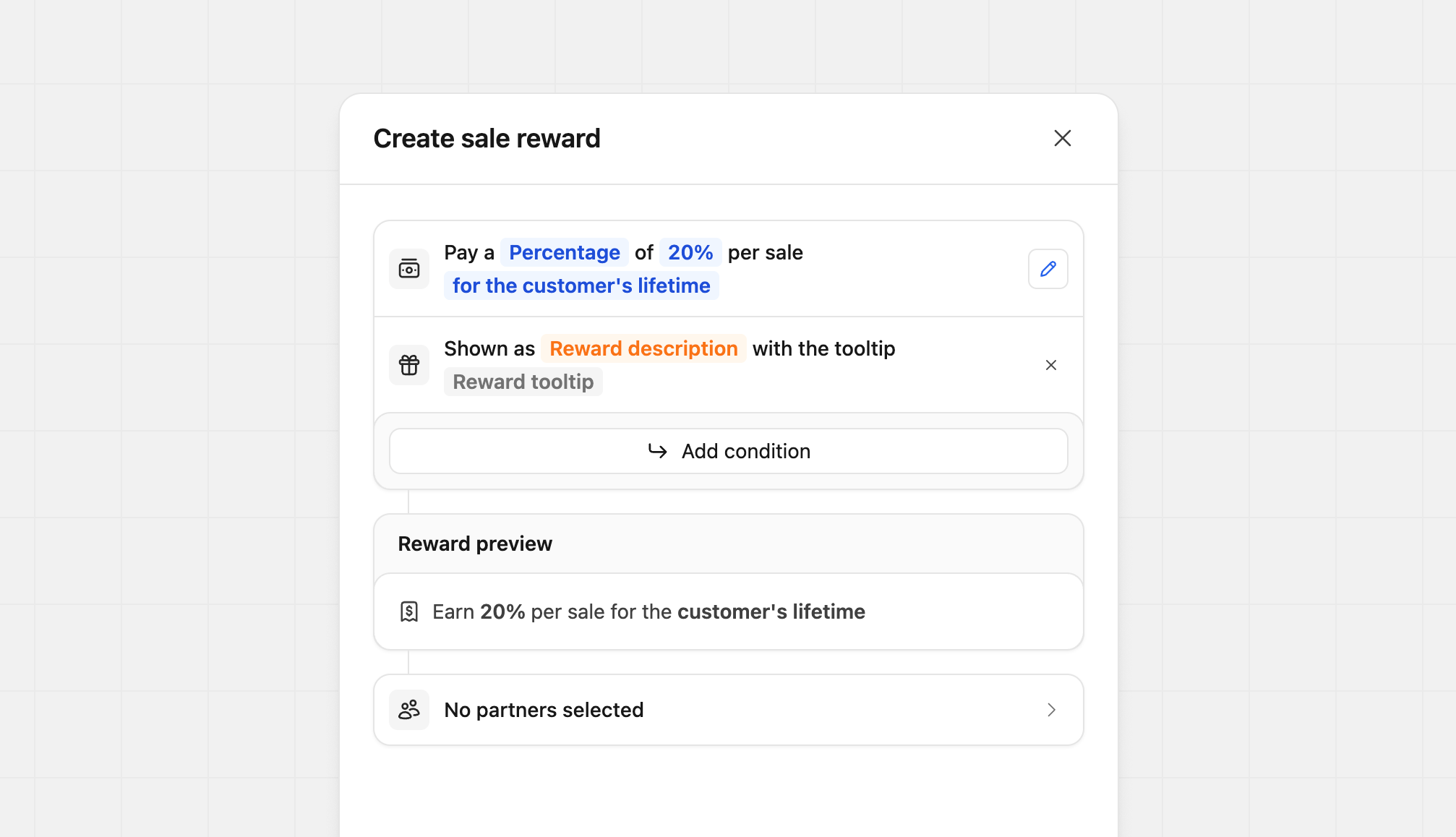Custom reward description