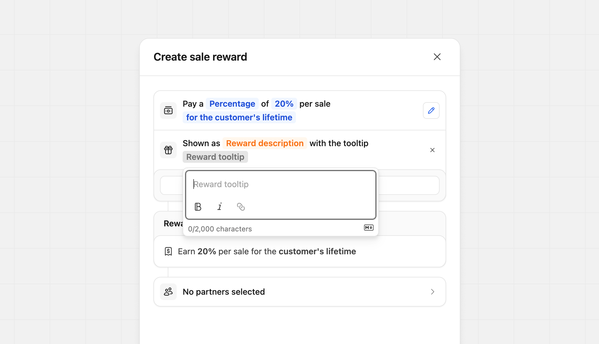 Editing the reward tooltip