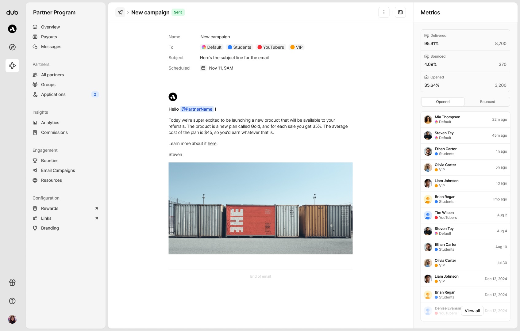 Email campaigns example
