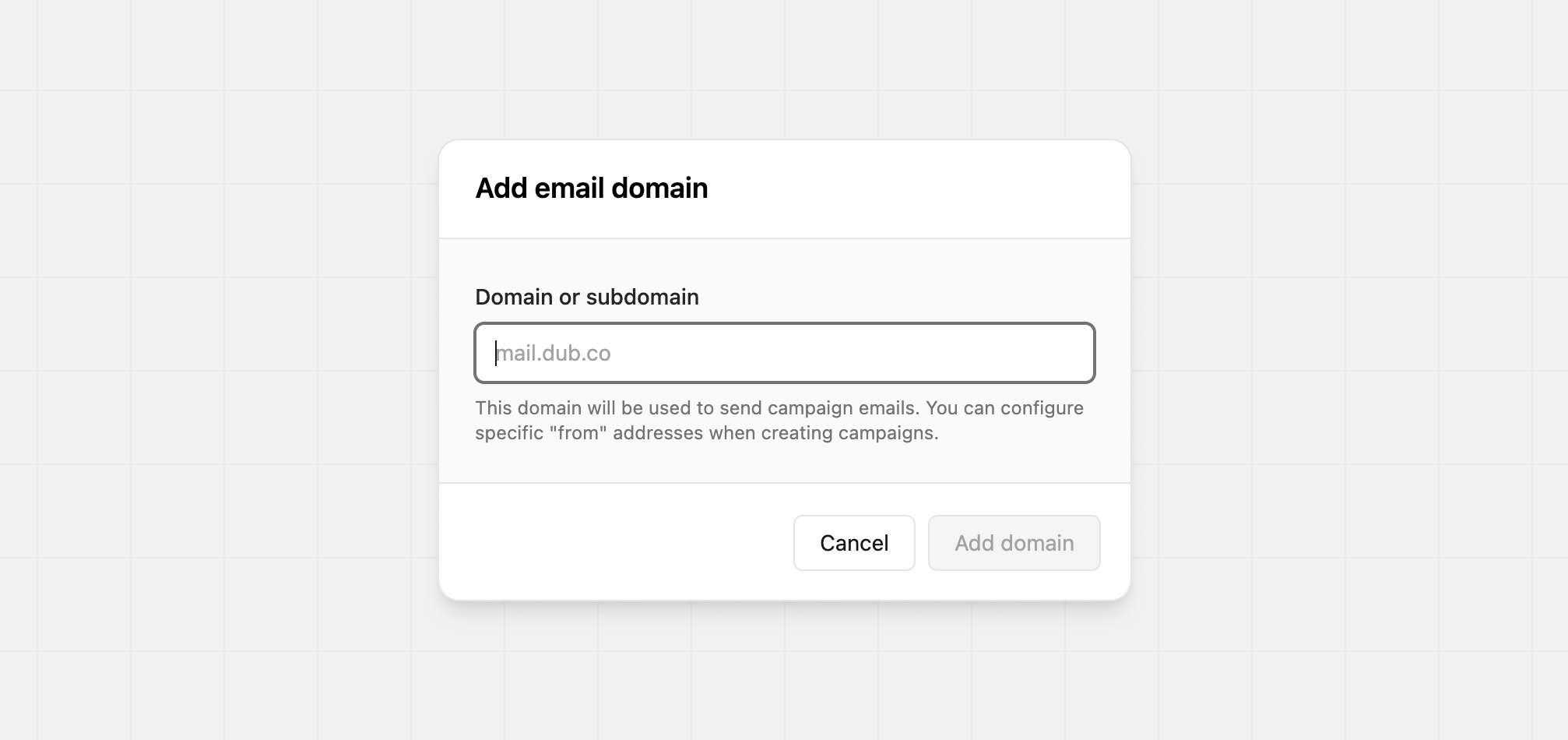 Add domain modal