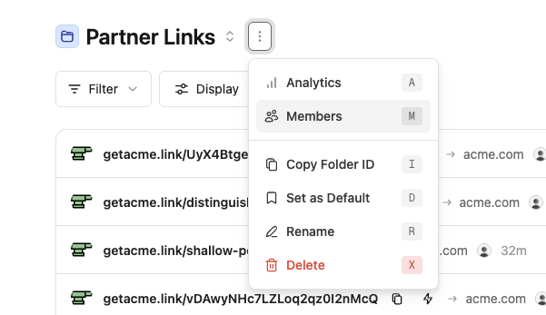 Folders member option