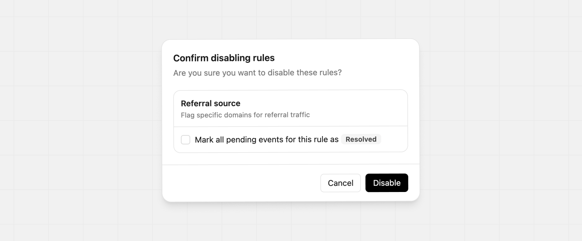 Setting confirmation