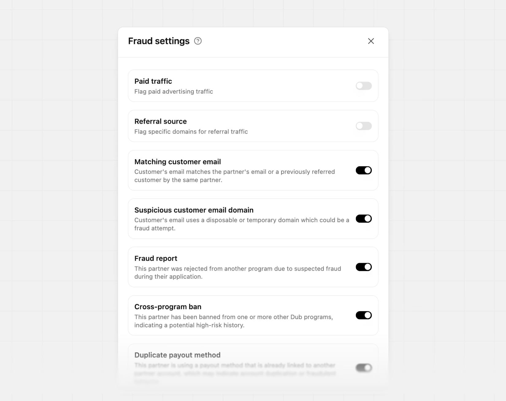 Customizing fraud settings