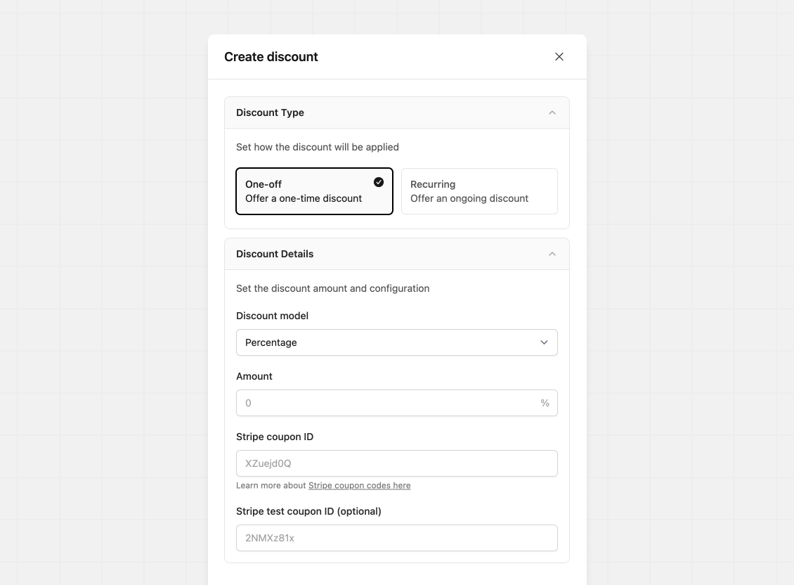 Program discounts tab