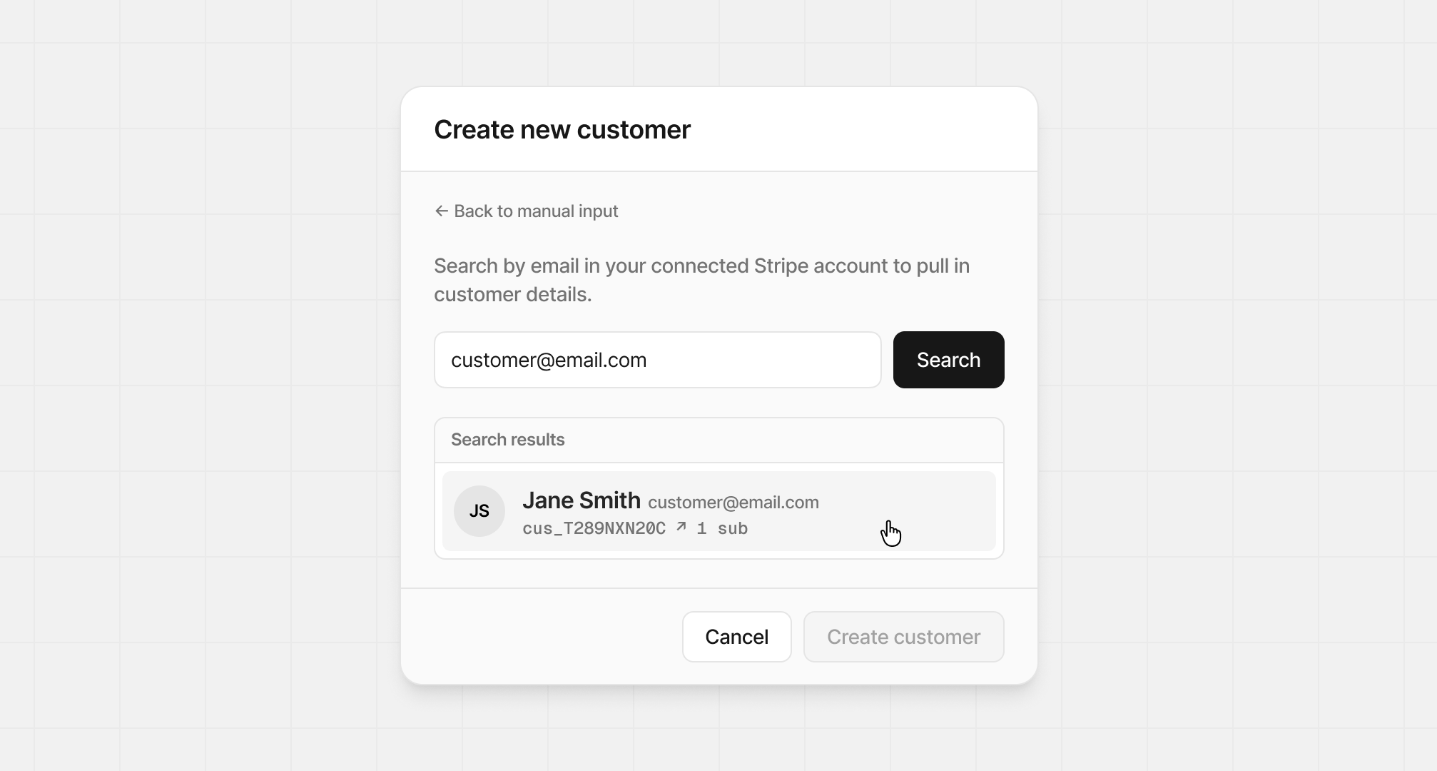 Importing a Stripe customer
