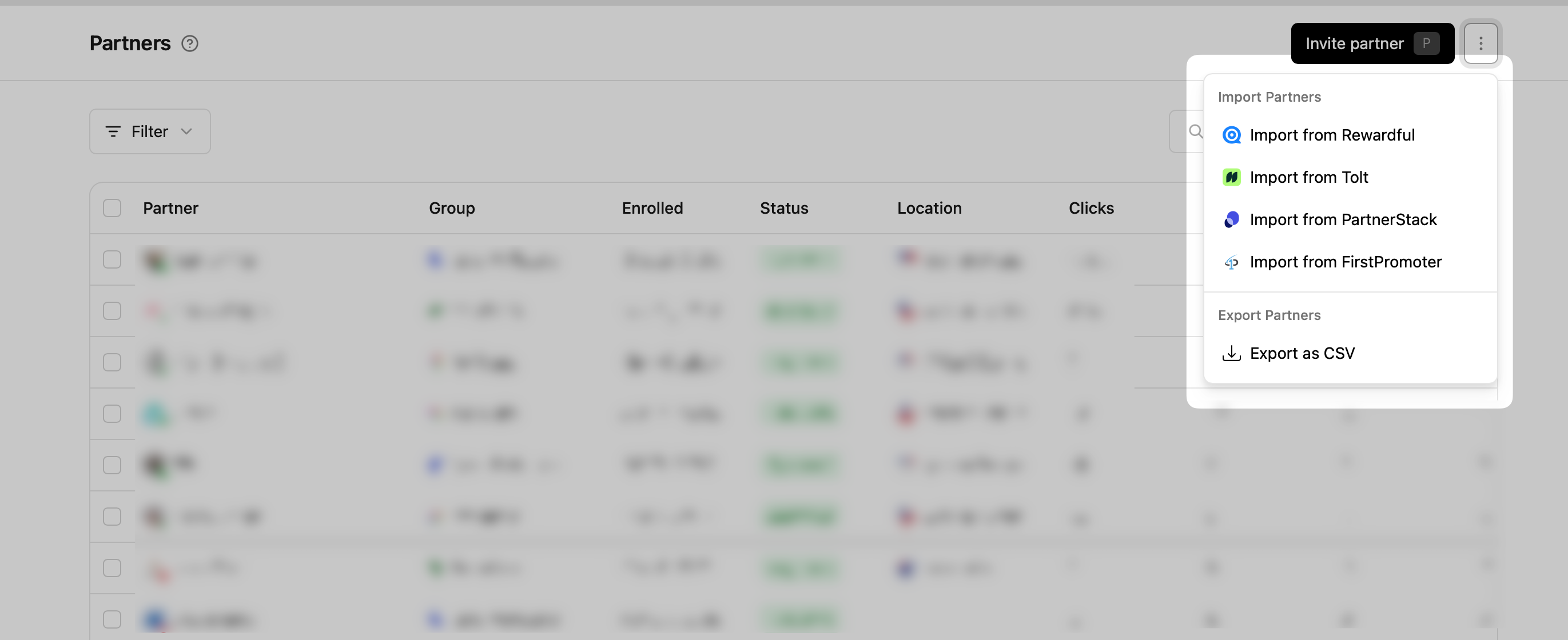 Importing partners