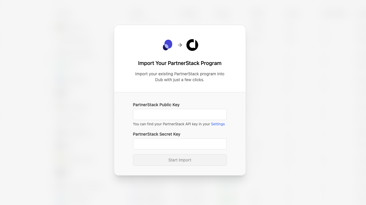 Import PartnerStack modal