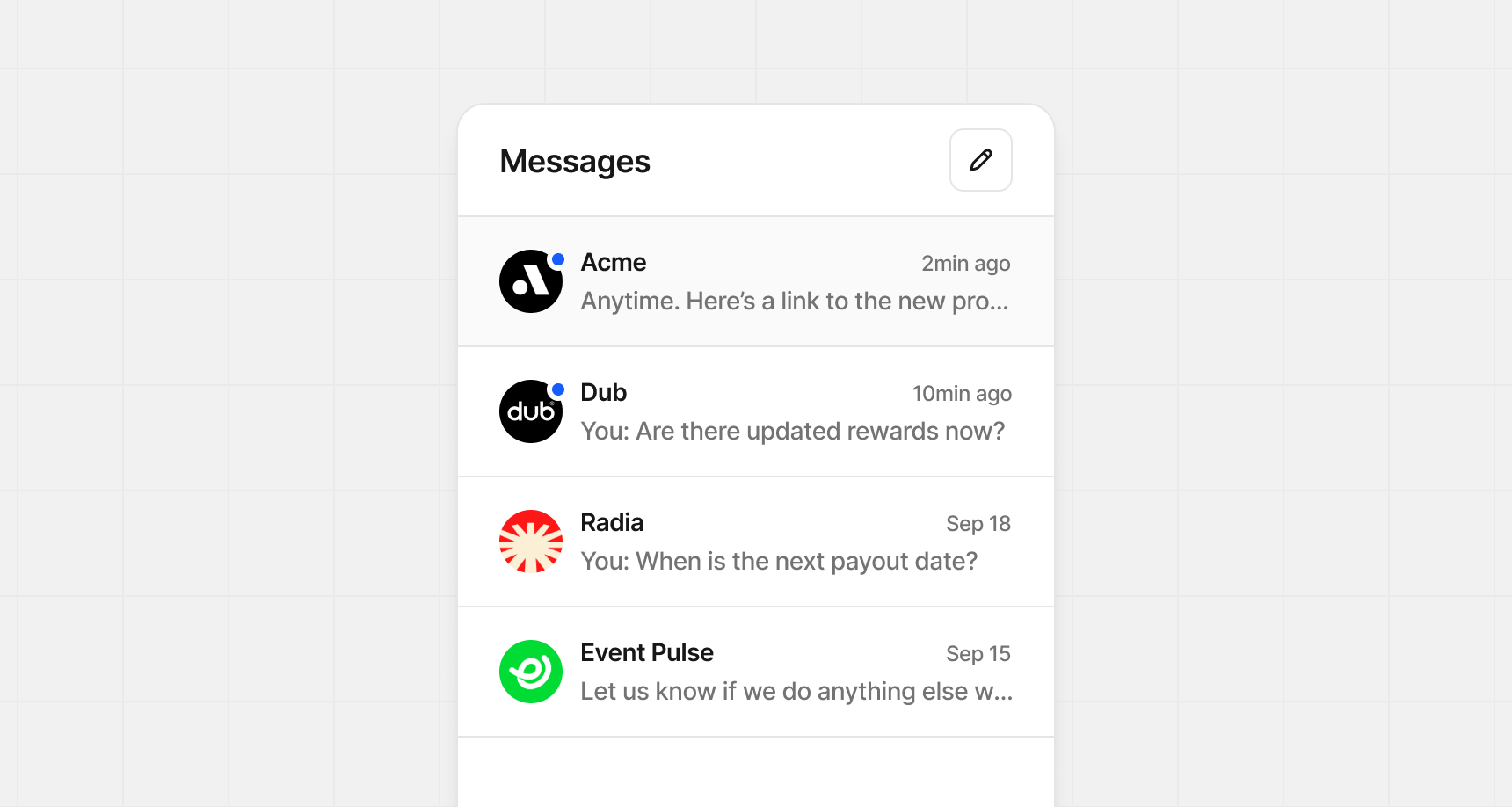 Inbox panel