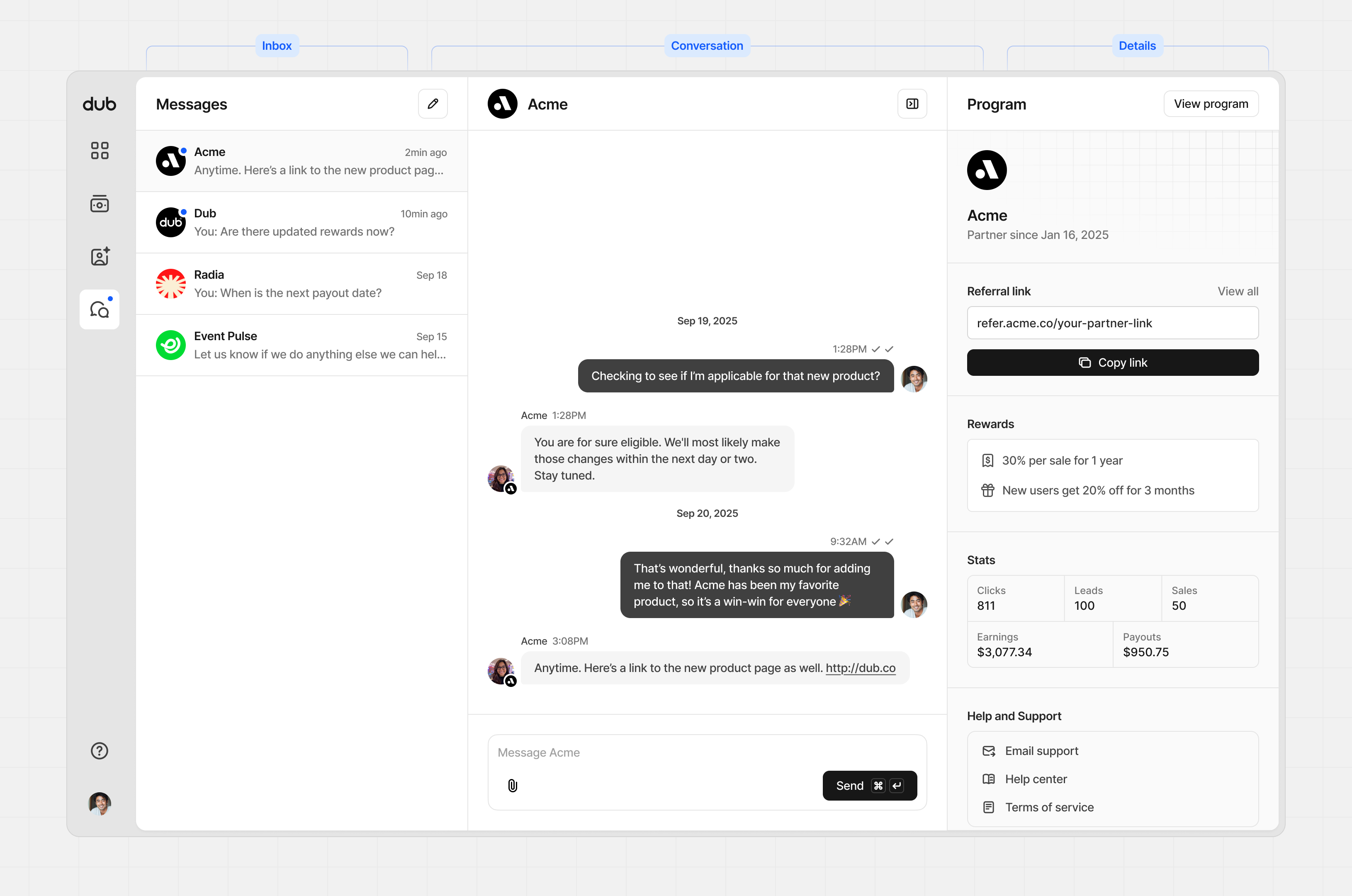Message panels