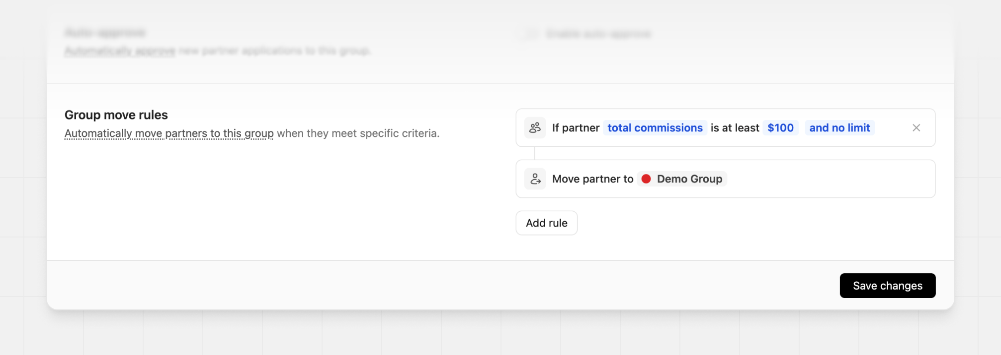 Example group move settings