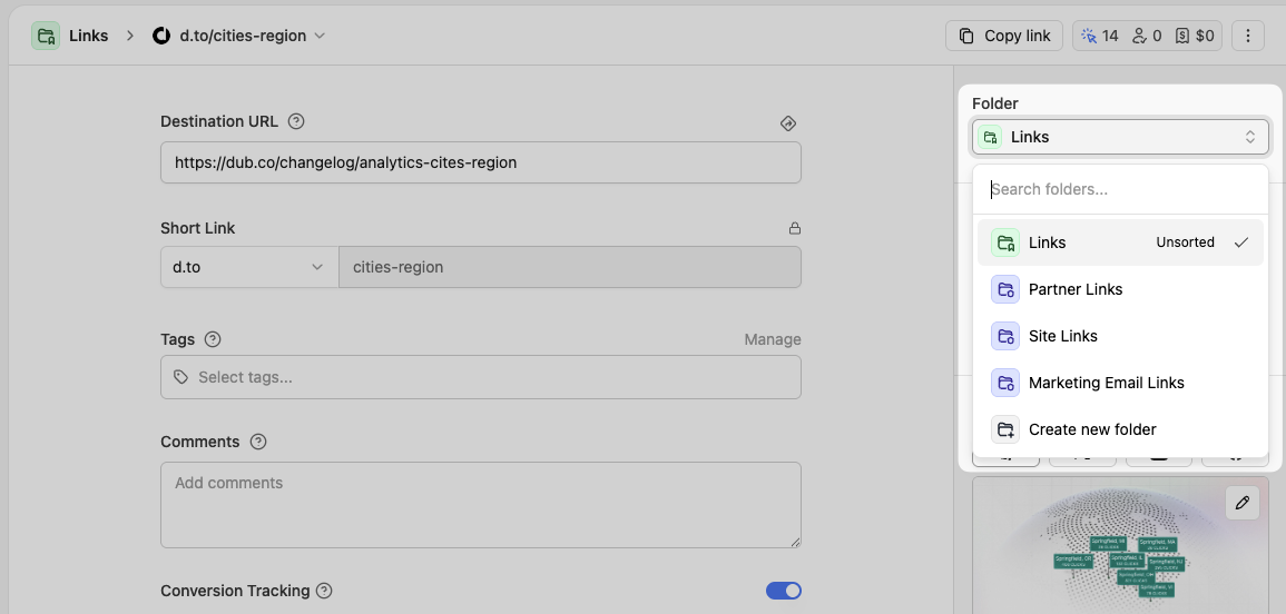 Move link to folder