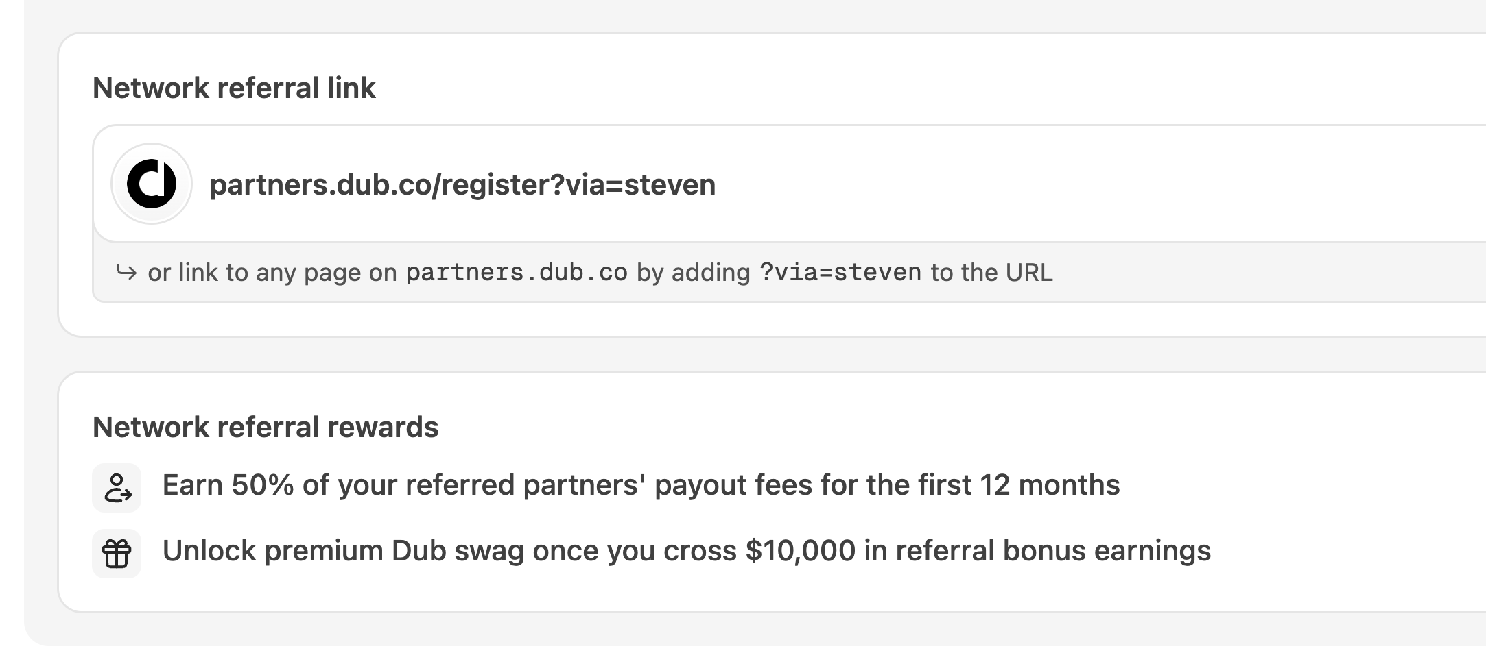 Network referral bonus terms