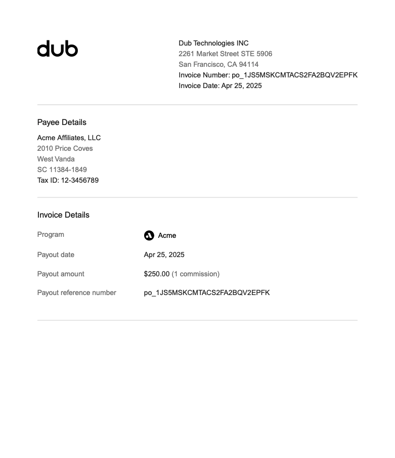 partner invoice example