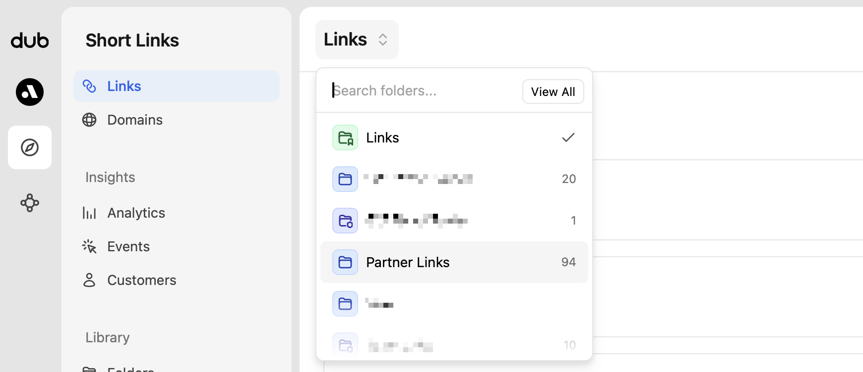 Links dropdown