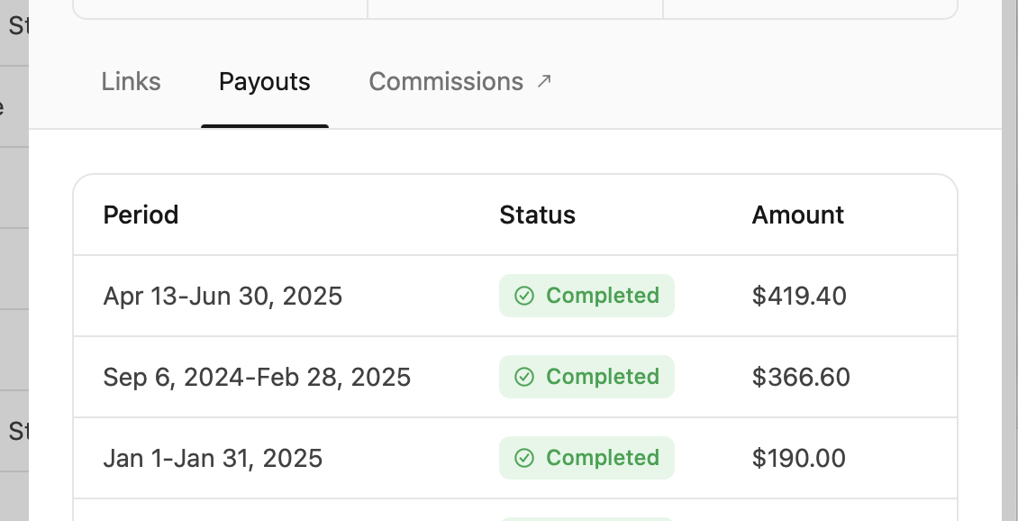 Partner payouts