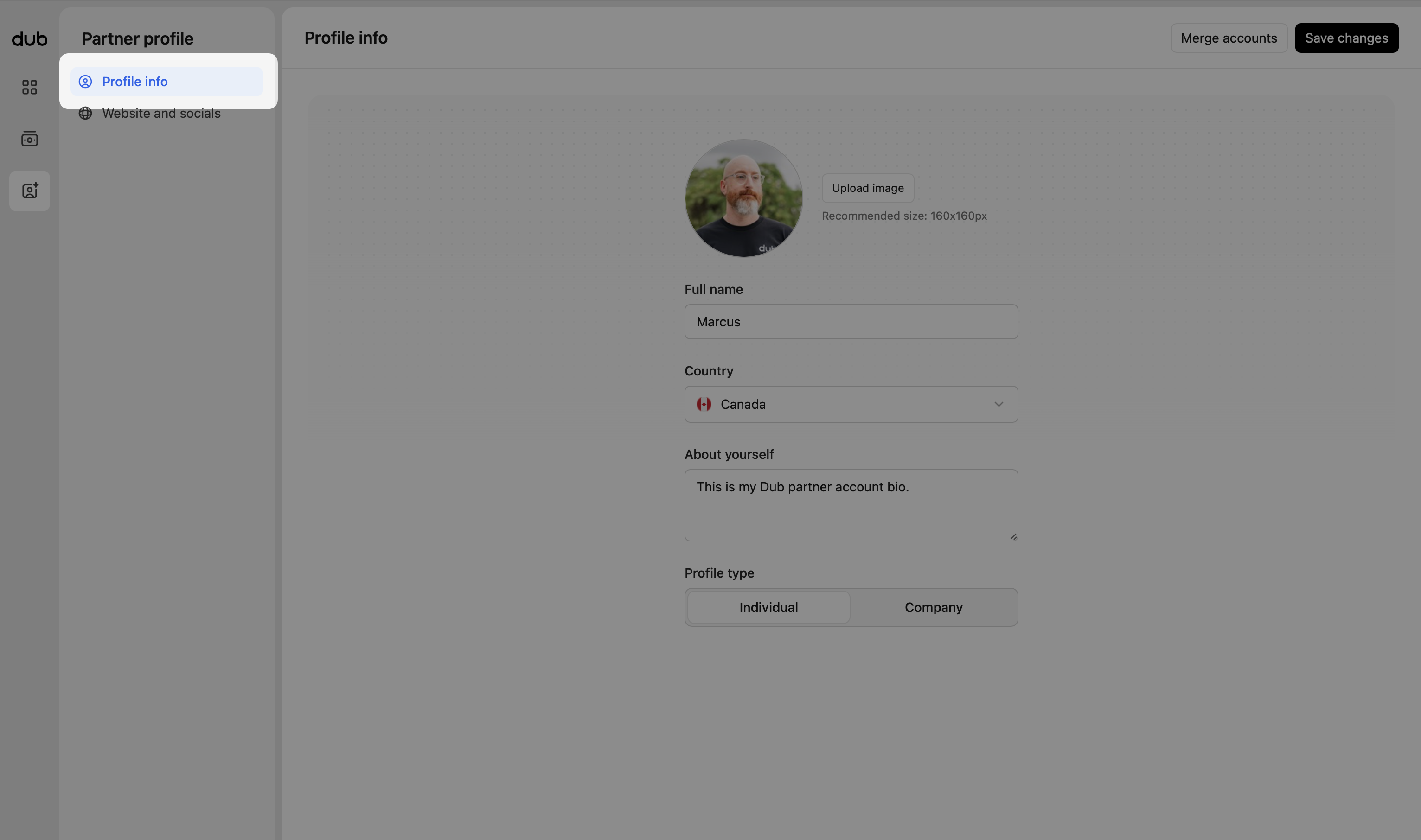 Partner profile location