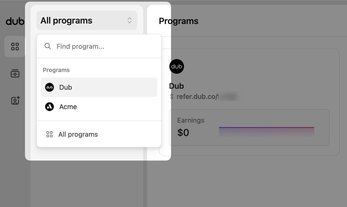 Program dropdown