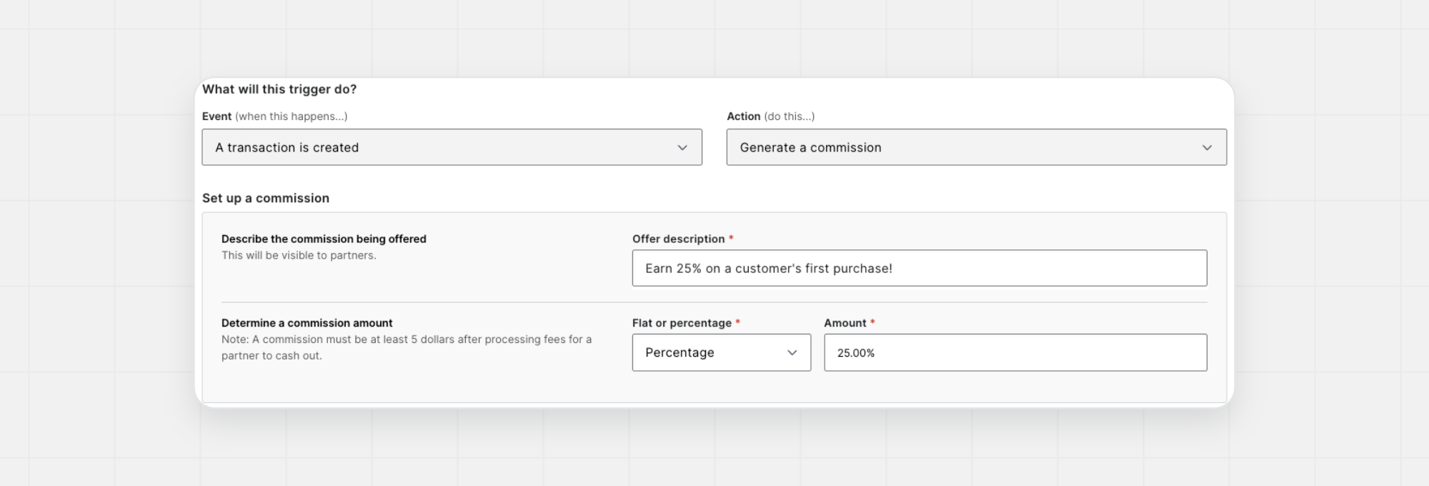 PartnerStack's offer trigger
