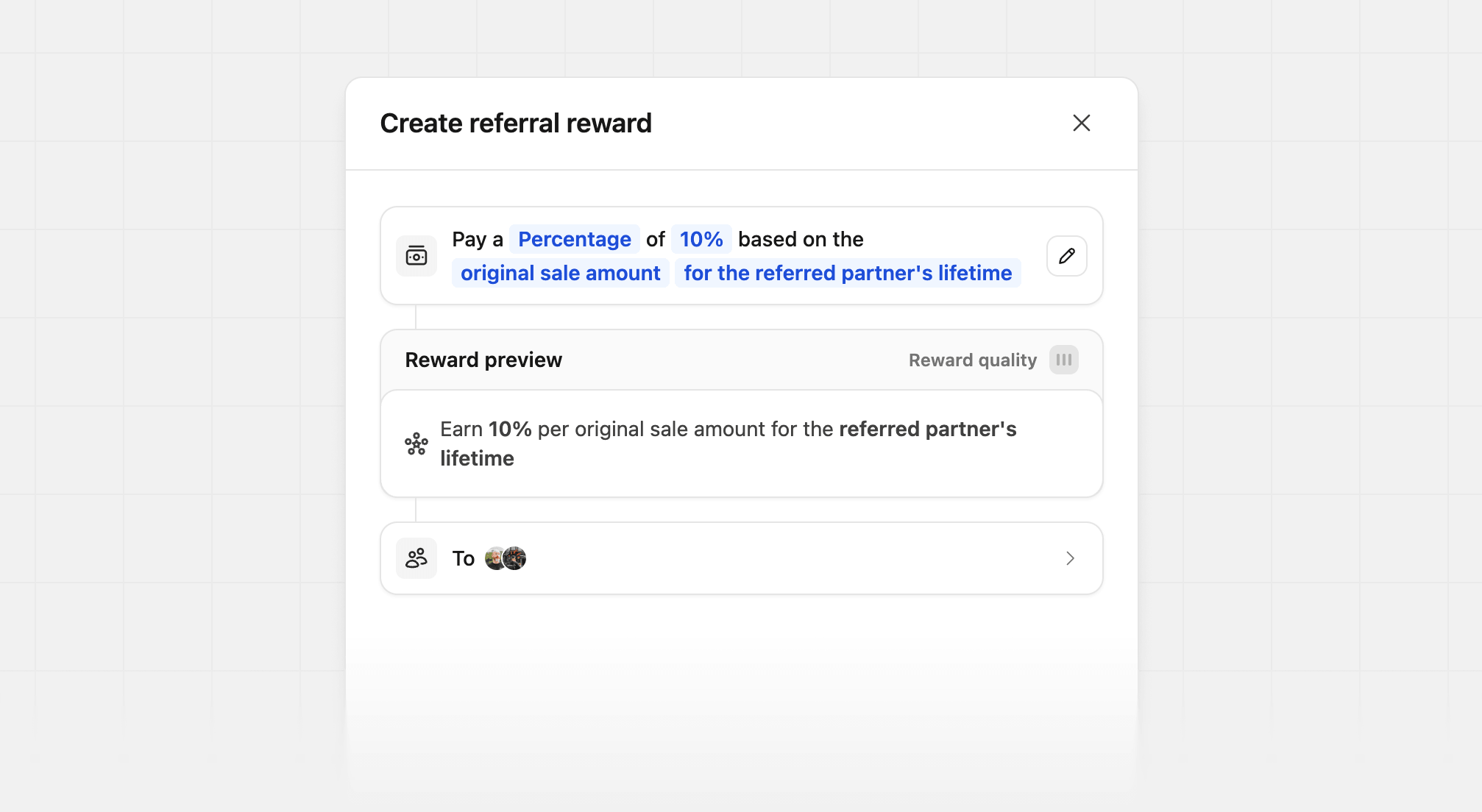 Referral reward original sale