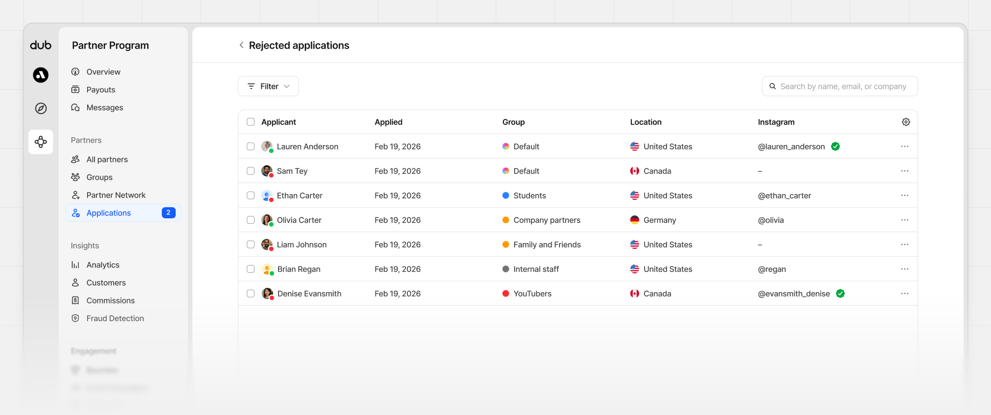 Application dropdown