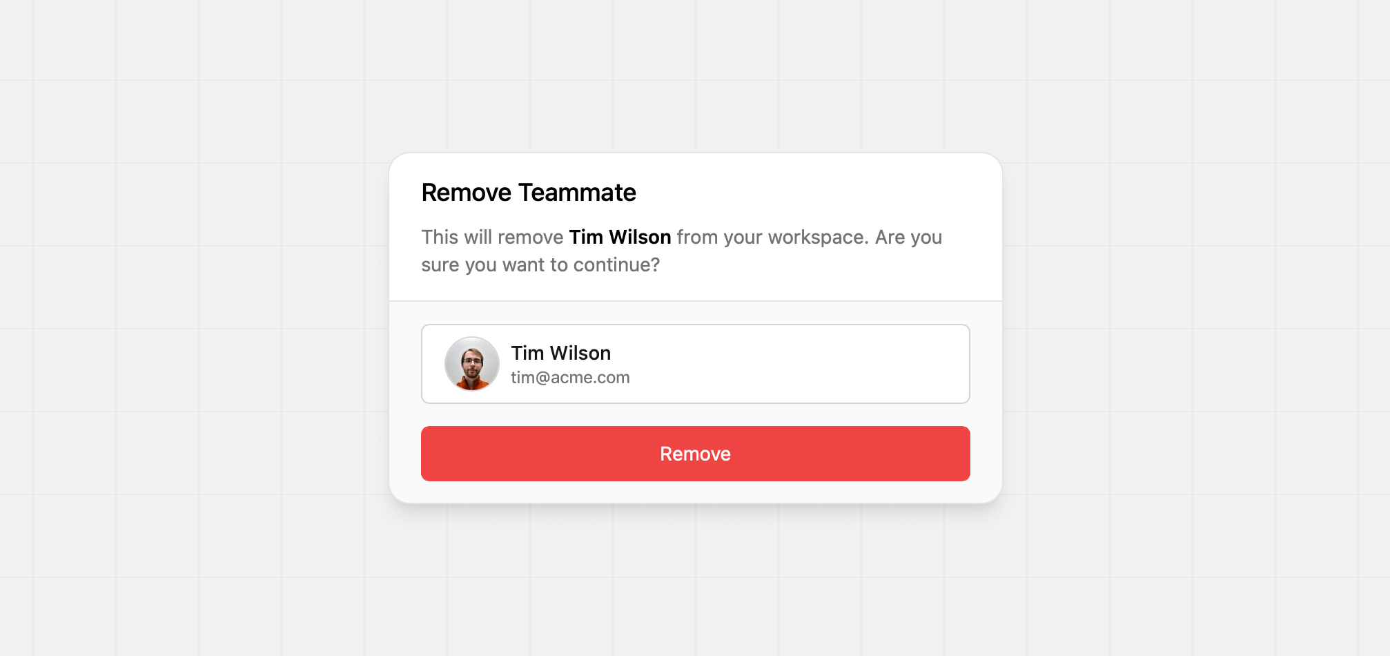 The Remove Teammate modal in Dub.co