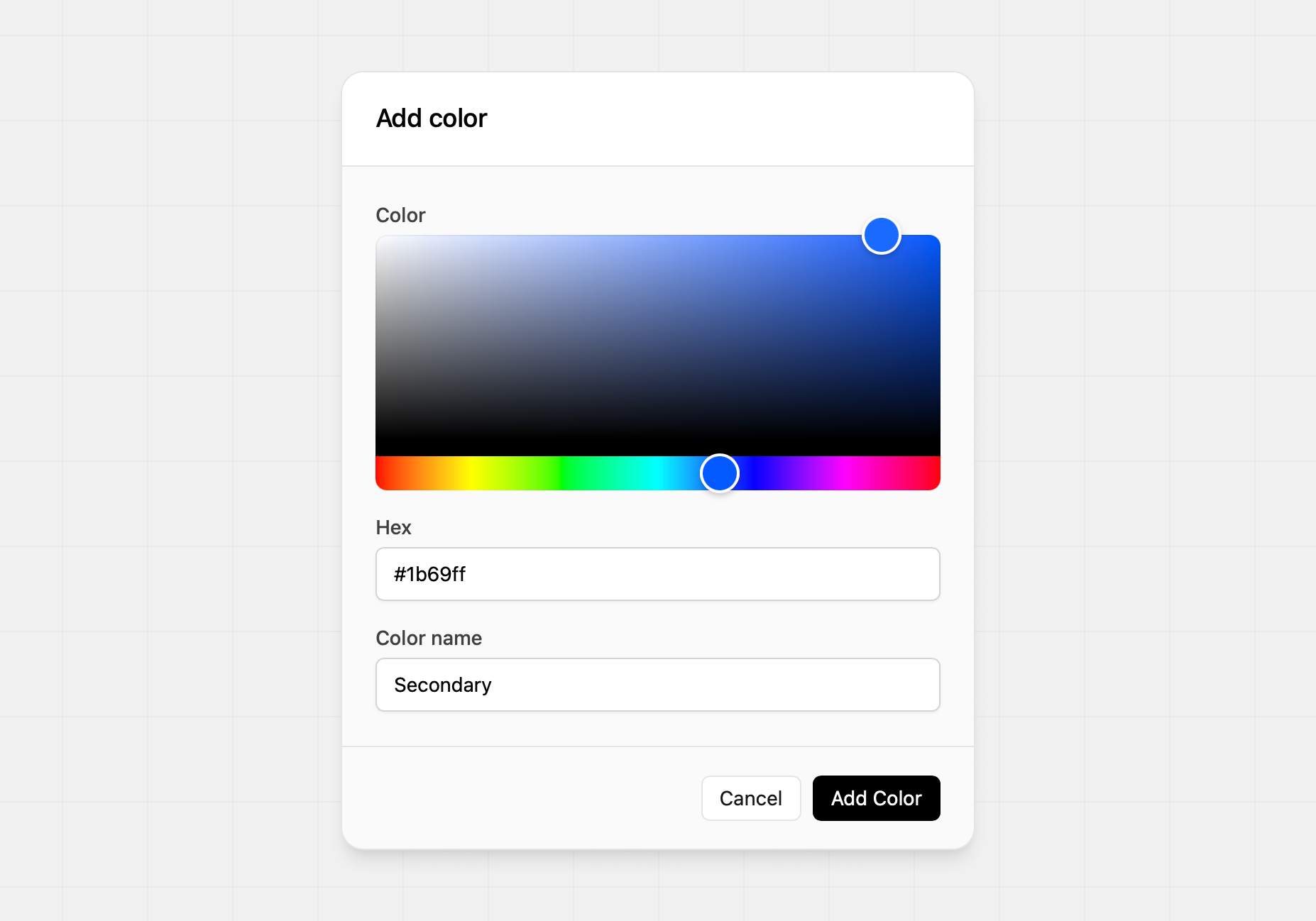 Add color modal