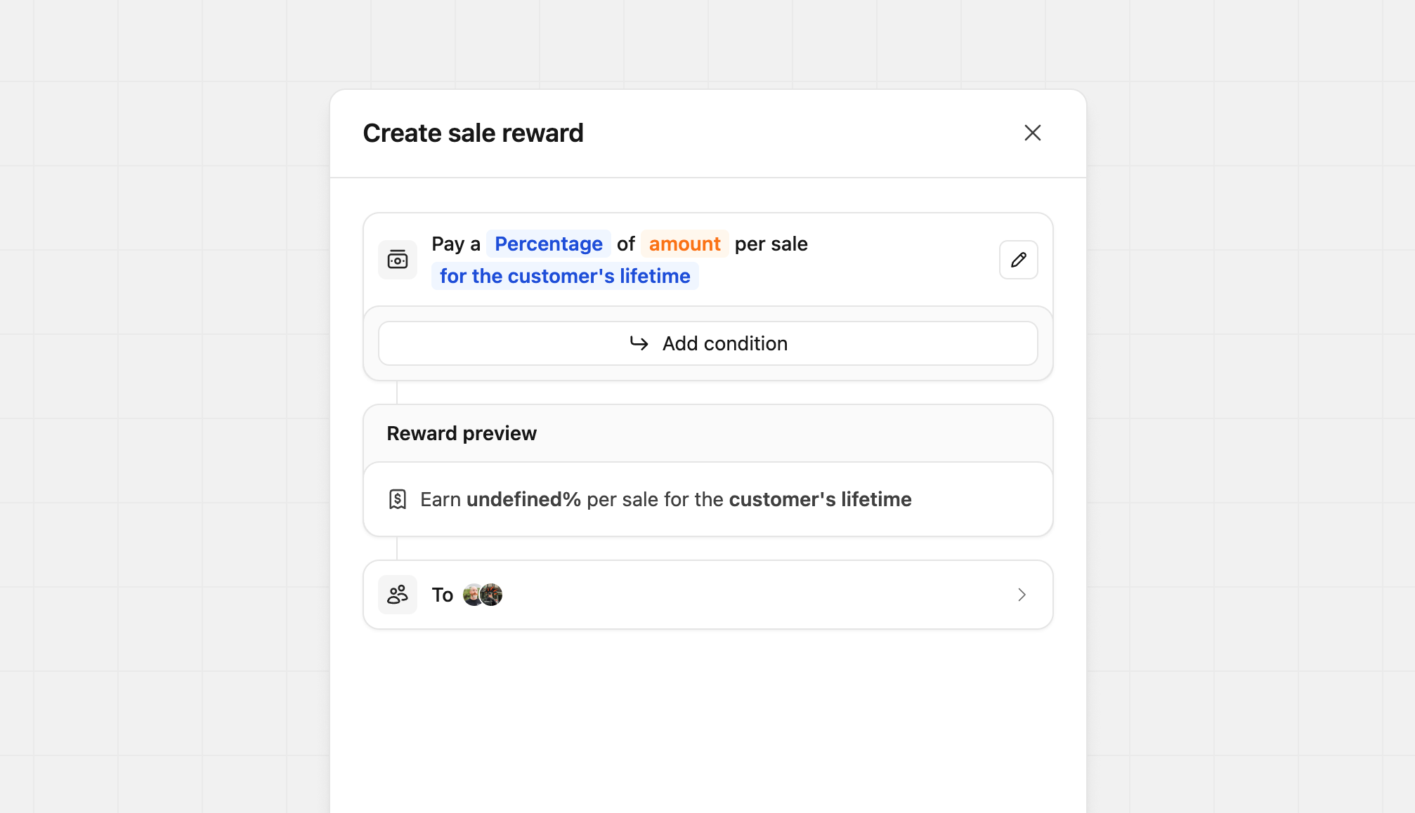 Initial create sale reward state