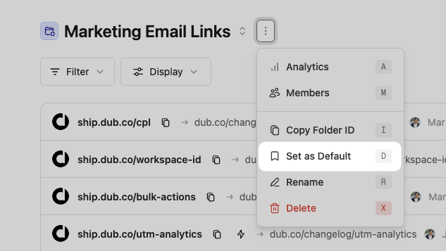 Set default folder