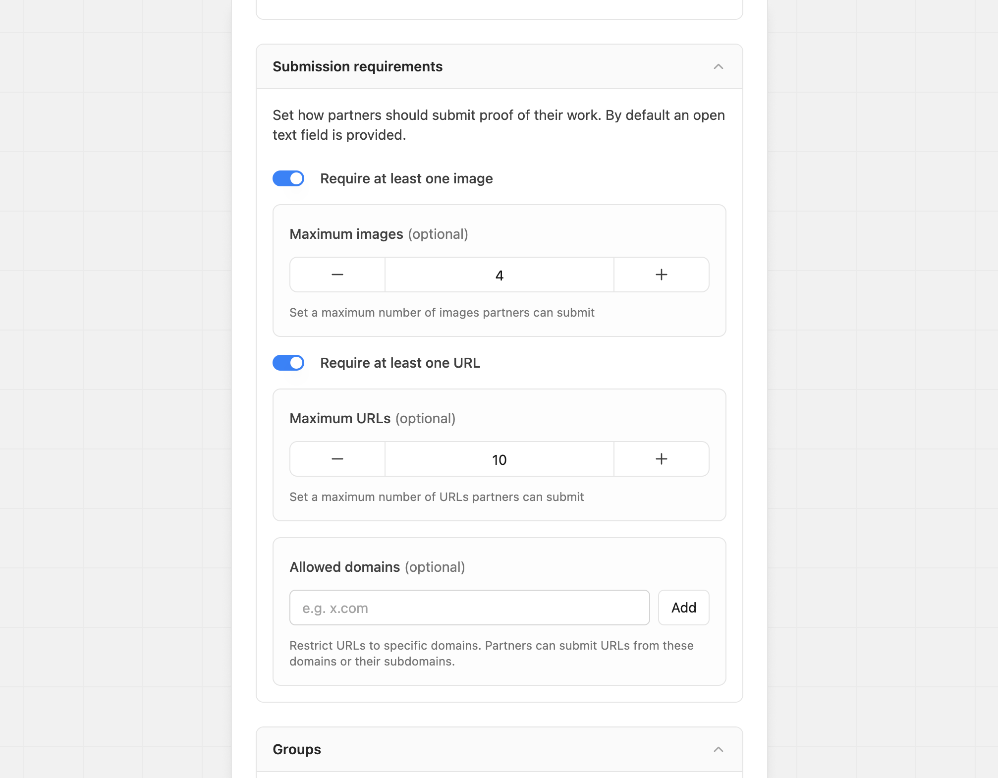 Submission requirements