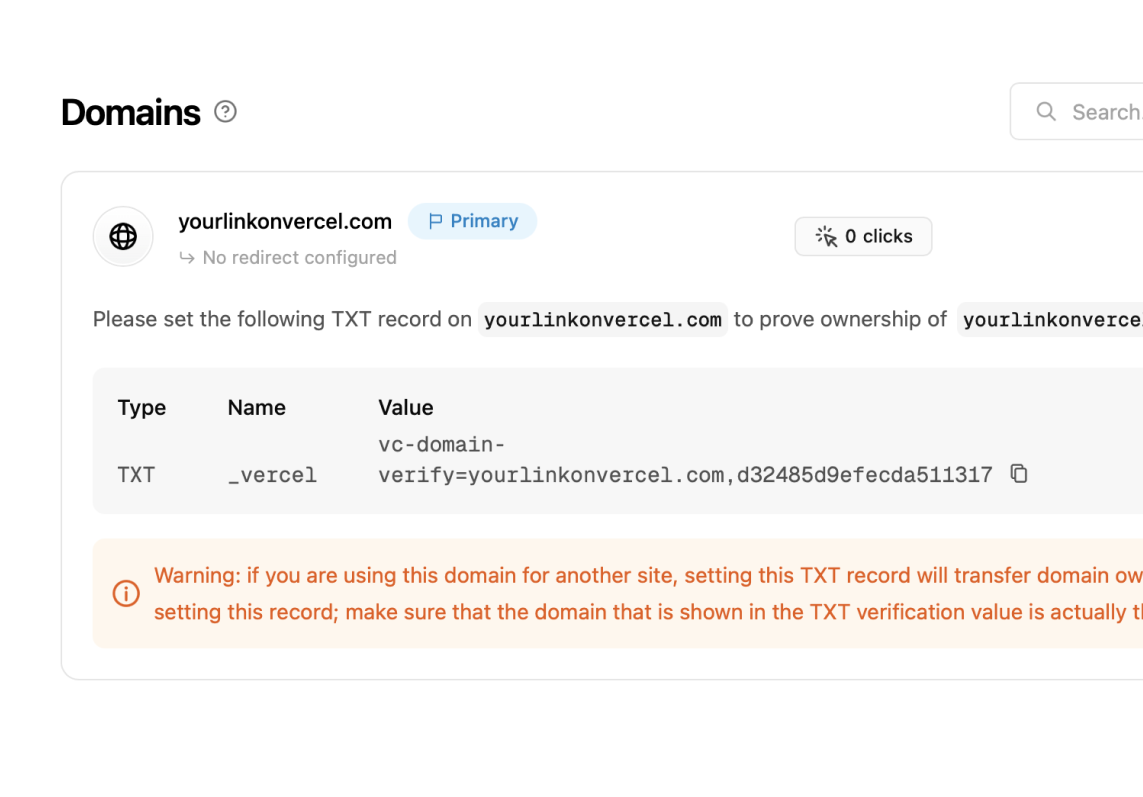 Verifying domain ownership on Dub