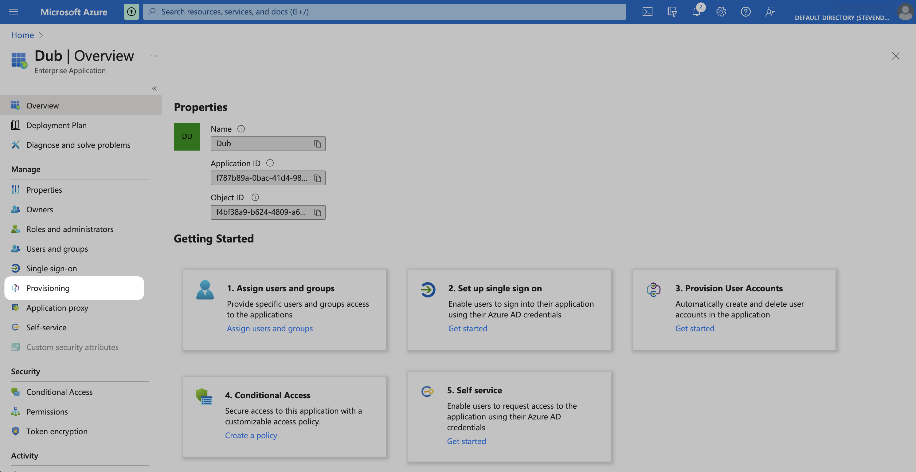 Provisioning tab of Okta SAML application