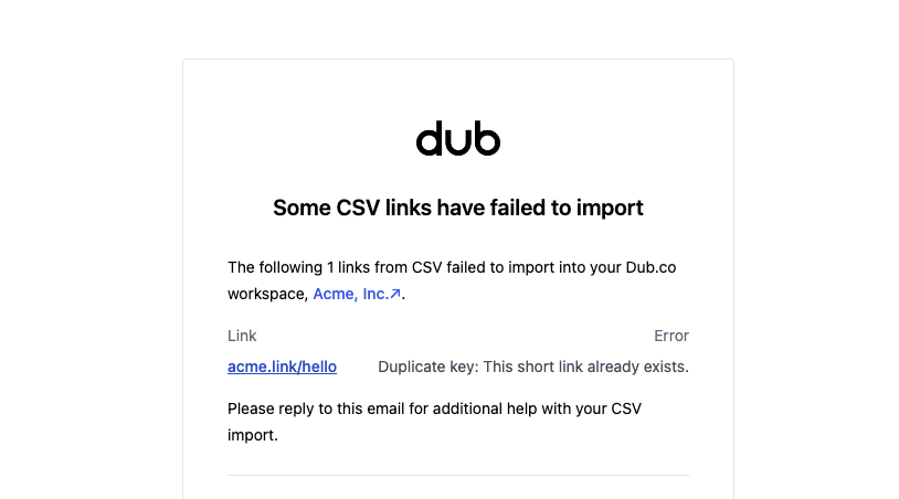 Email notification about CSV import errors