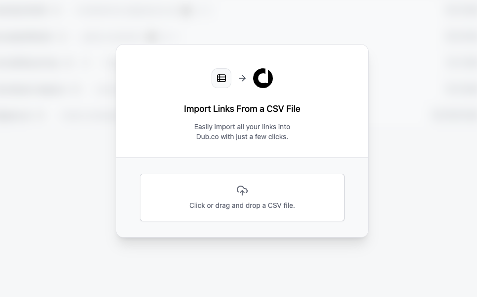 CSV import modal