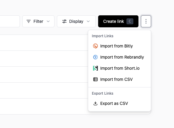 Import from CSV button