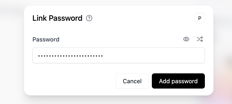 Entering a password for the link