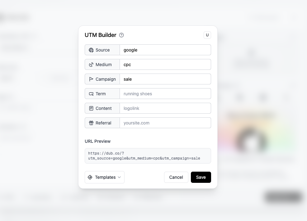 Use the UTM builder to populate UTM parameters for your links